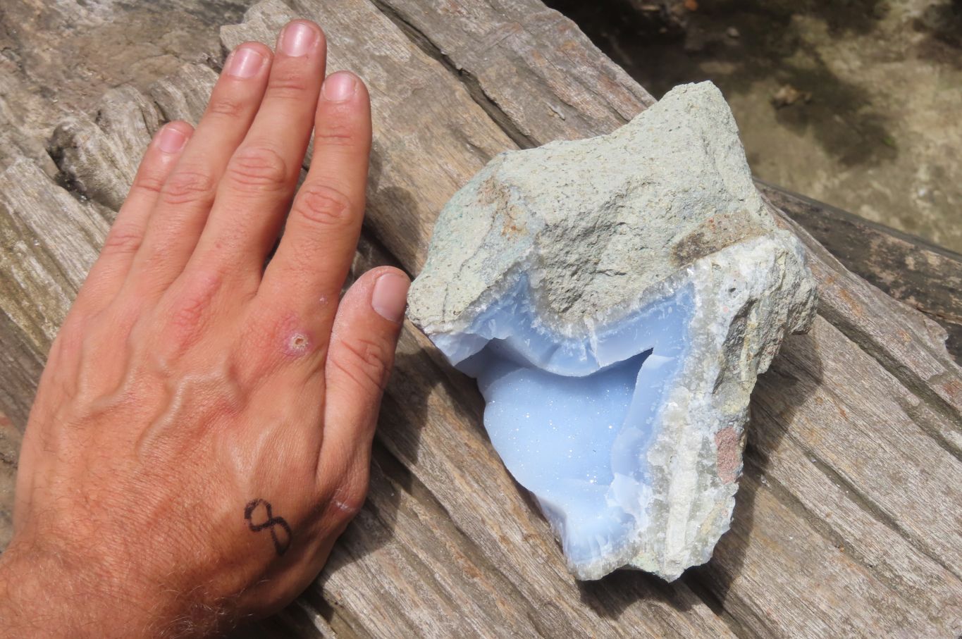 Natural Blue Lace Agate Geode Specimens x 2 From Malawi - Toprock Gemstones and Minerals 