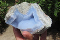 Natural Blue Lace Agate Geode Specimens x 2 From Malawi - Toprock Gemstones and Minerals 