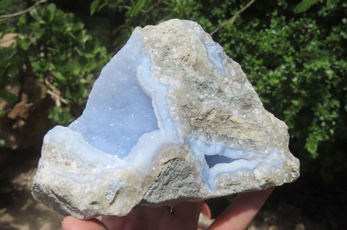 Natural Blue Lace Agate Geode Specimens x 2 From Malawi - Toprock Gemstones and Minerals 