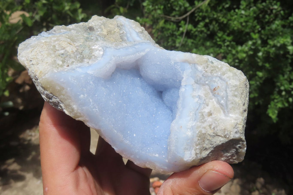 Natural Blue Lace Agate Geode Specimens x 2 From Malawi - Toprock Gemstones and Minerals 