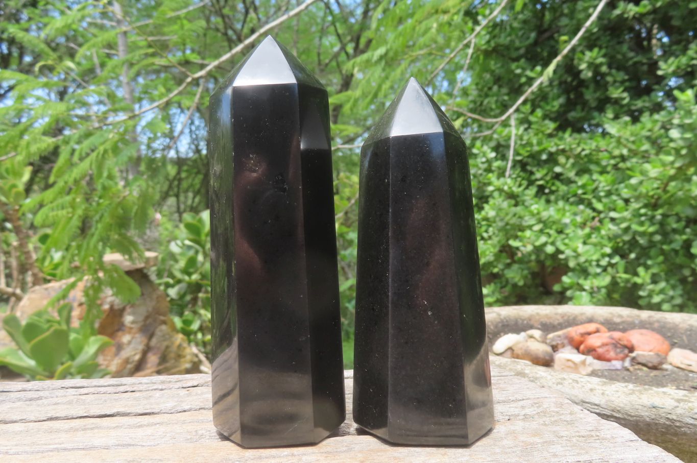 Polished Black Basalt Points x 6 From Antsirabe, Madagascar - Toprock Gemstones and Minerals 