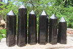 Polished Black Basalt Points x 6 From Antsirabe, Madagascar - Toprock Gemstones and Minerals 