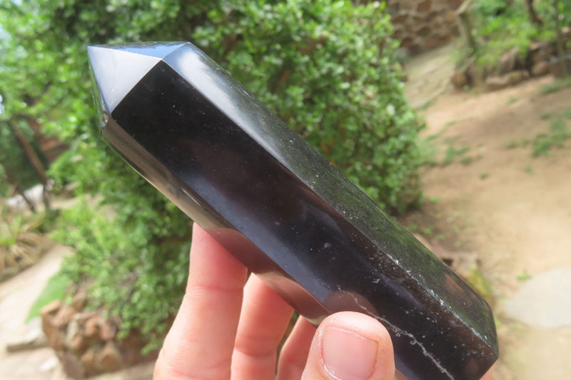 Polished Black Basalt Points x 6 From Antsirabe, Madagascar - Toprock Gemstones and Minerals 