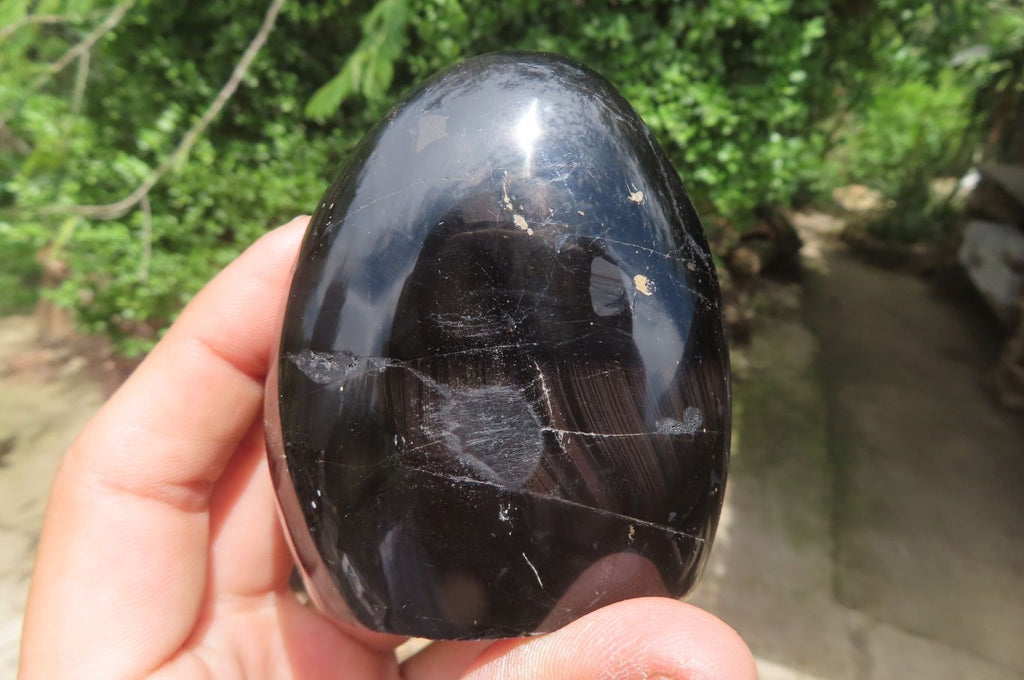 Polished Black Tourmaline Standing Free Forms x 3 From Madagascar - Toprock Gemstones and Minerals 