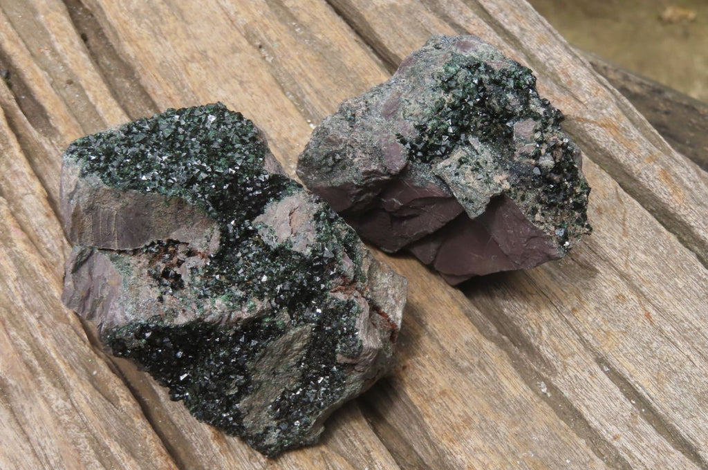 Natural Libethenite Crystals On Dolomite Matrix Specimens x 4 From Shituru, Congo - Toprock Gemstones and Minerals 