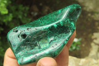 Polished Flower Banded Malachite Free Forms x 3 From Congo - Toprock Gemstones and Minerals 