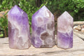 Polished Chevron Amethyst Points x 3 From Madagascar - Toprock Gemstones and Minerals 