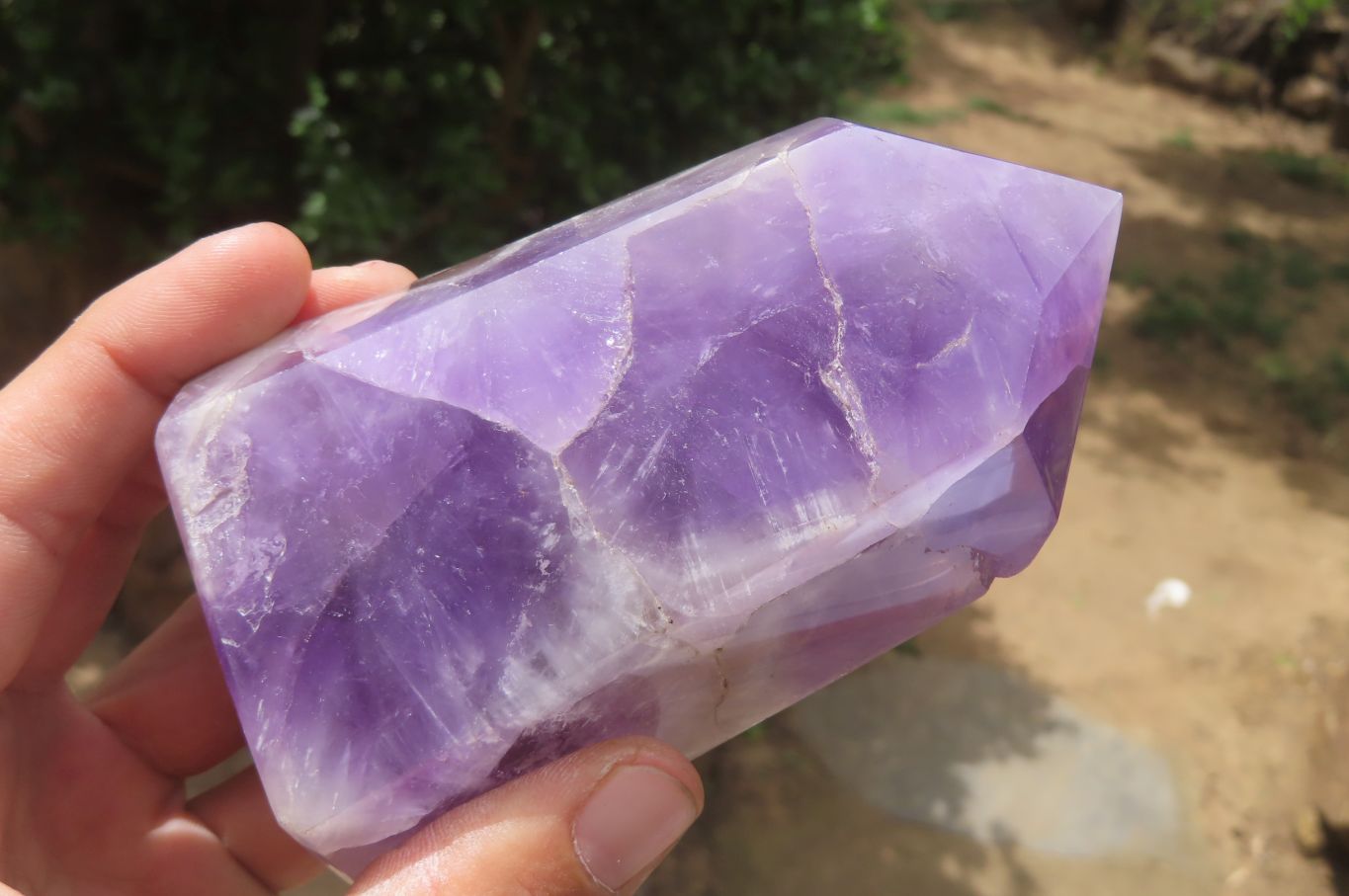 Polished Chevron Amethyst Points x 3 From Madagascar - Toprock Gemstones and Minerals 