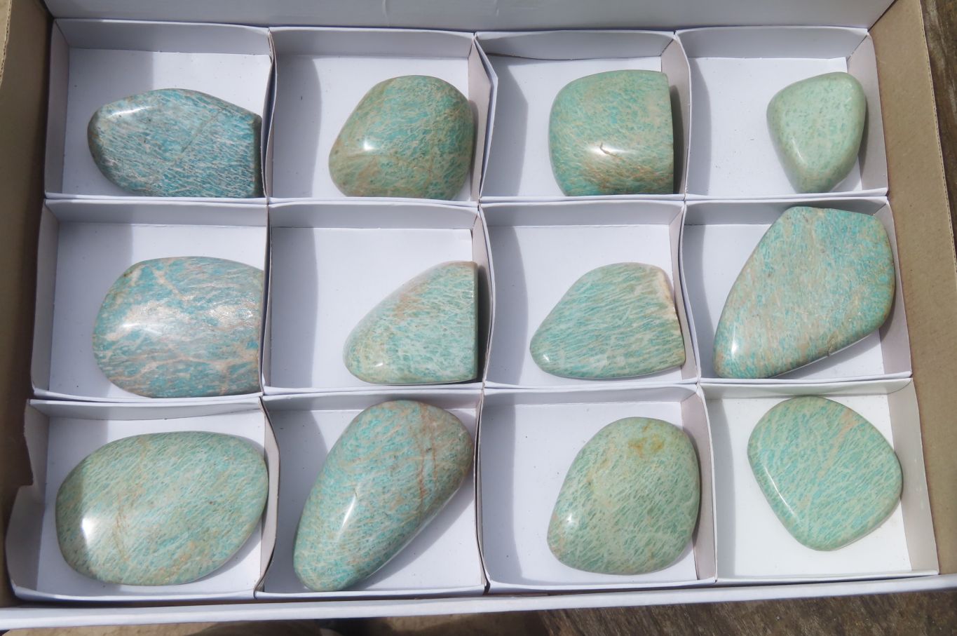 Polished Amazonite Standing Free Forms x 12 From Zimbabwe - Toprock Gemstones and Minerals 