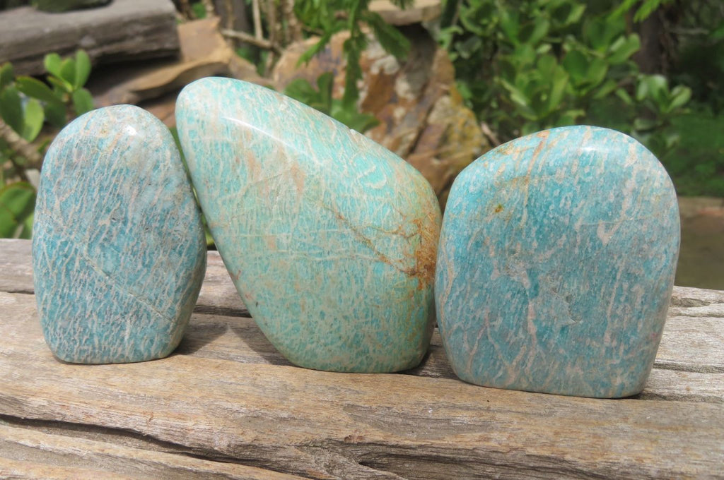 Polished Amazonite Standing Free Forms x 12 From Zimbabwe - Toprock Gemstones and Minerals 