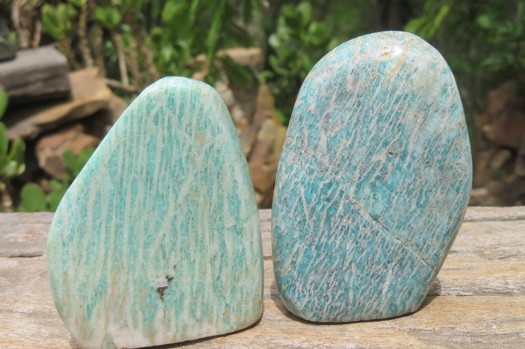Polished Amazonite Standing Free Forms x 12 From Zimbabwe - Toprock Gemstones and Minerals 