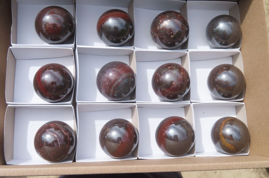 Polished Red Jasper Spheres x 12 From Northern Cape, South Africa - Toprock Gemstones and Minerals 