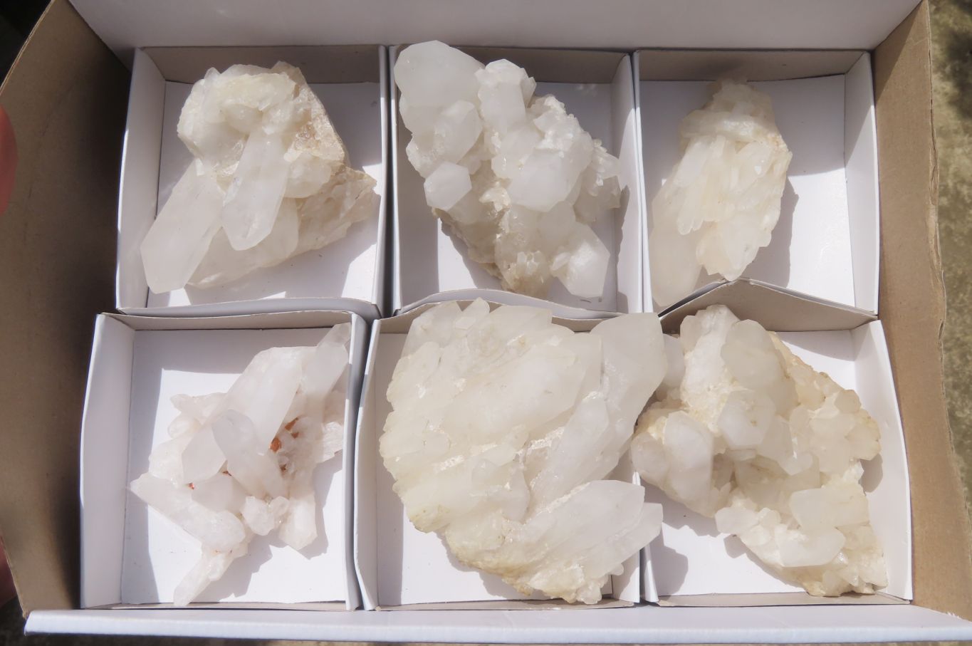 Natural Clear Quartz Clusters x 6 From Madagascar - Toprock Gemstones and Minerals 