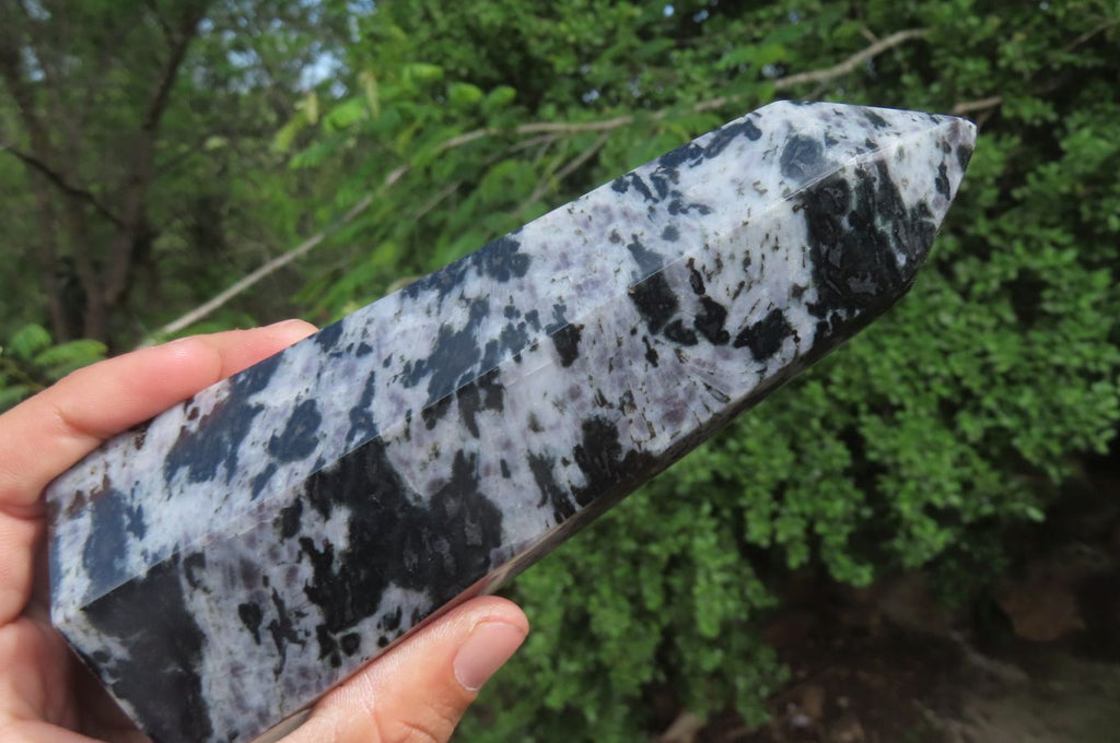 Polished Gabbro / Merlinite Points x 2 From Madagascar - Toprock Gemstones and Minerals 