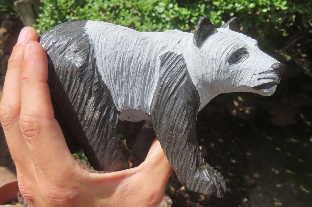 Hand Made Wonder Stone Panda Carving x 1 From Zimbabwe - Toprock Gemstones and Minerals 