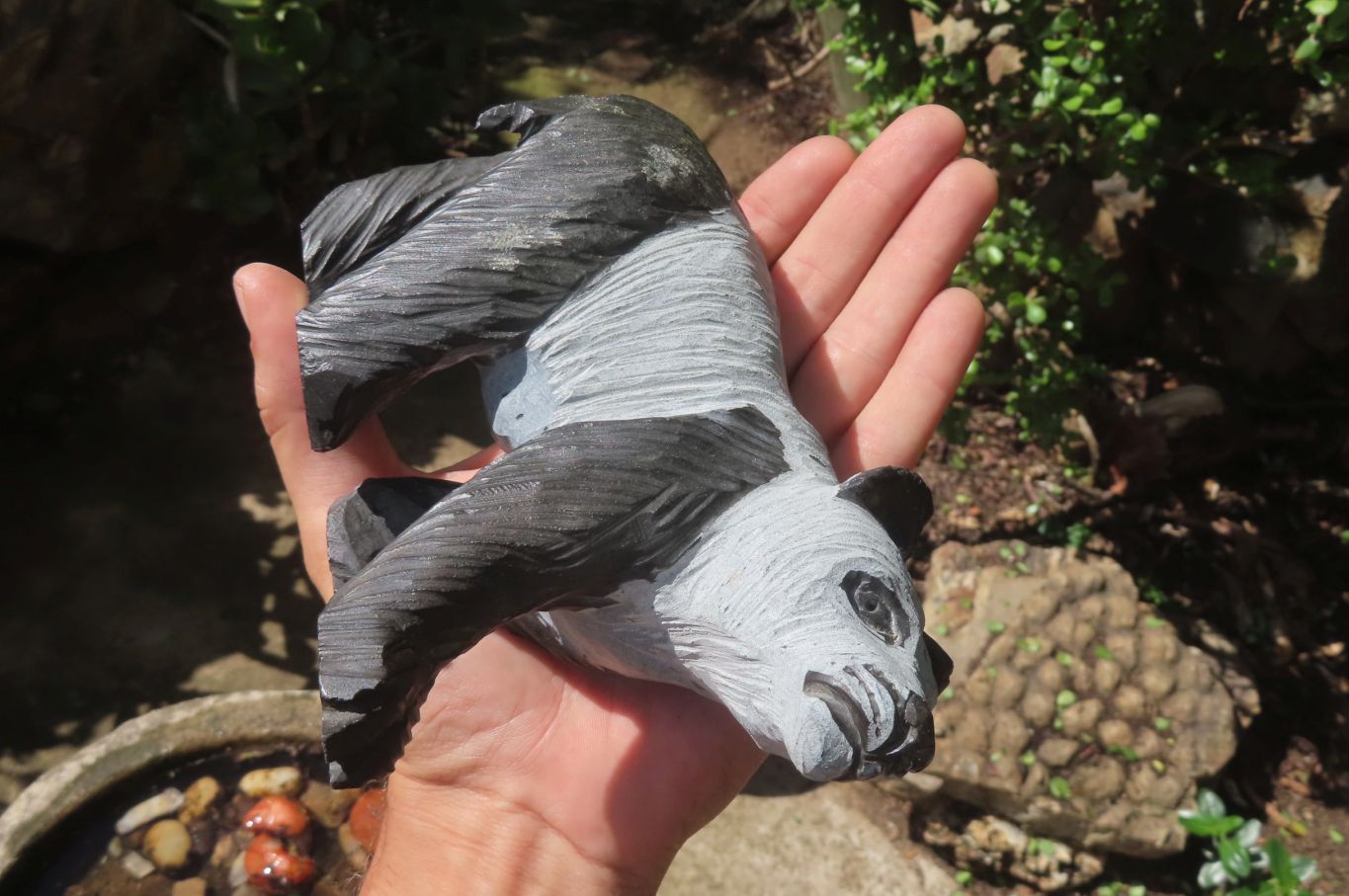 Hand Made Wonder Stone Panda Carving x 1 From Zimbabwe - Toprock Gemstones and Minerals 