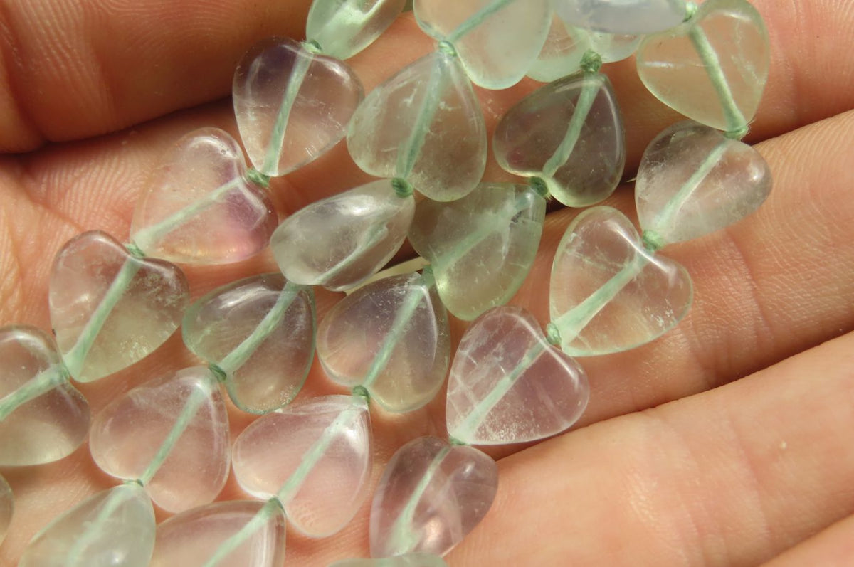 Polished Green and Purple Fluorite Gemstone Heart Necklace - Sold Per Item - From Namibia - Toprock Gemstones and Minerals 