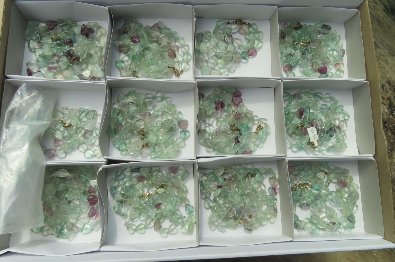 Polished Green and Purple Fluorite Gemstone Heart Necklace - Sold Per Item - From Namibia - Toprock Gemstones and Minerals 