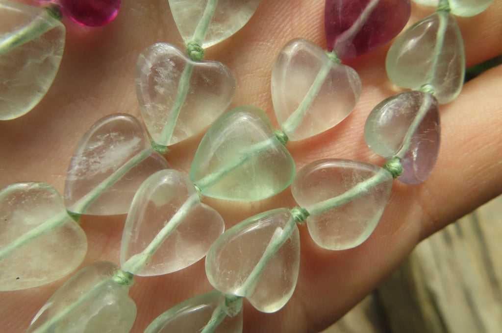 Polished Green and Purple Fluorite Gemstone Heart Necklace - Sold Per Item - From Namibia - Toprock Gemstones and Minerals 