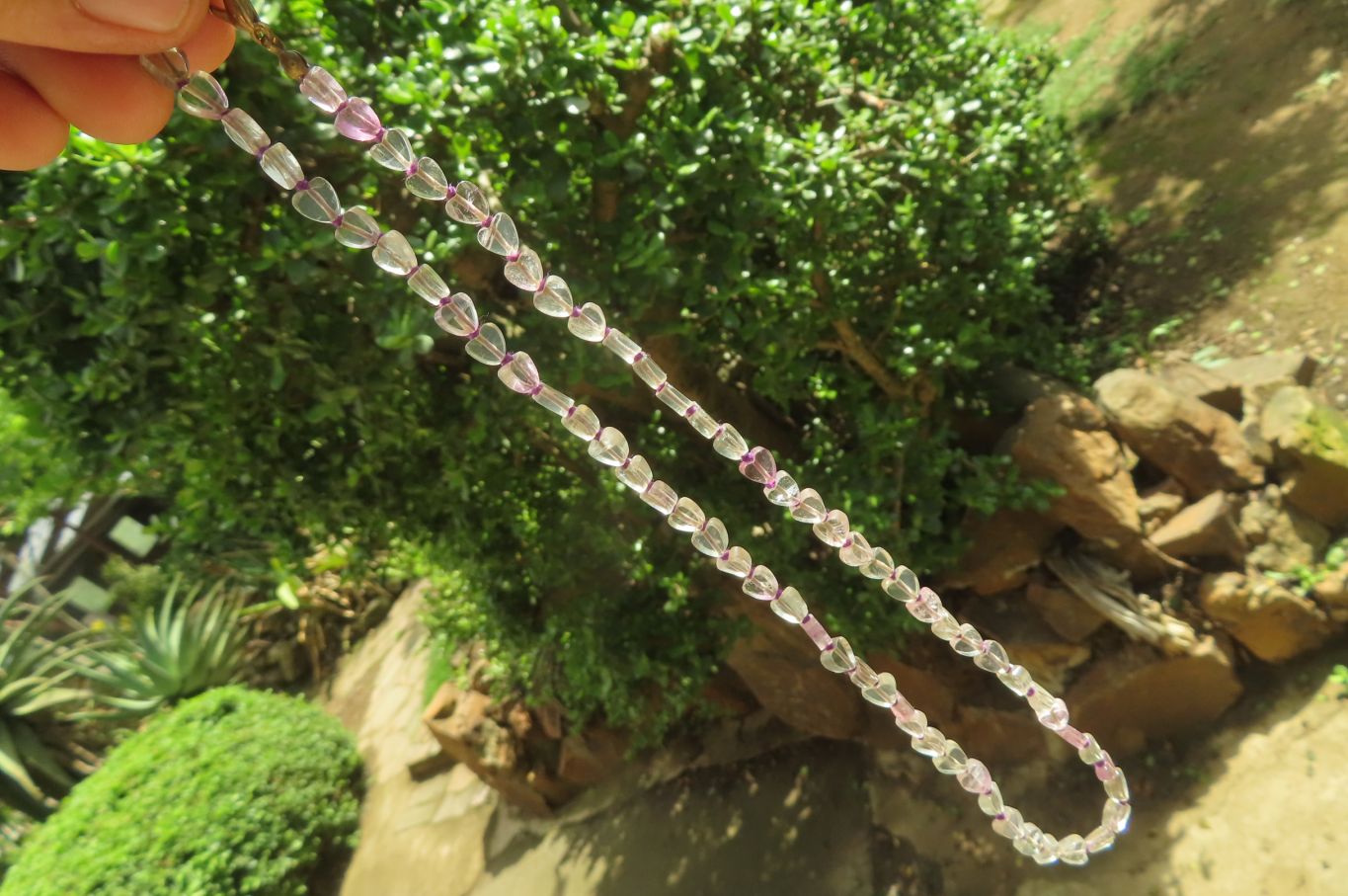 Polished Rainbow Fluorite Gemstone Heart Necklace - Sold Per Item - From Namibia - Toprock Gemstones and Minerals 