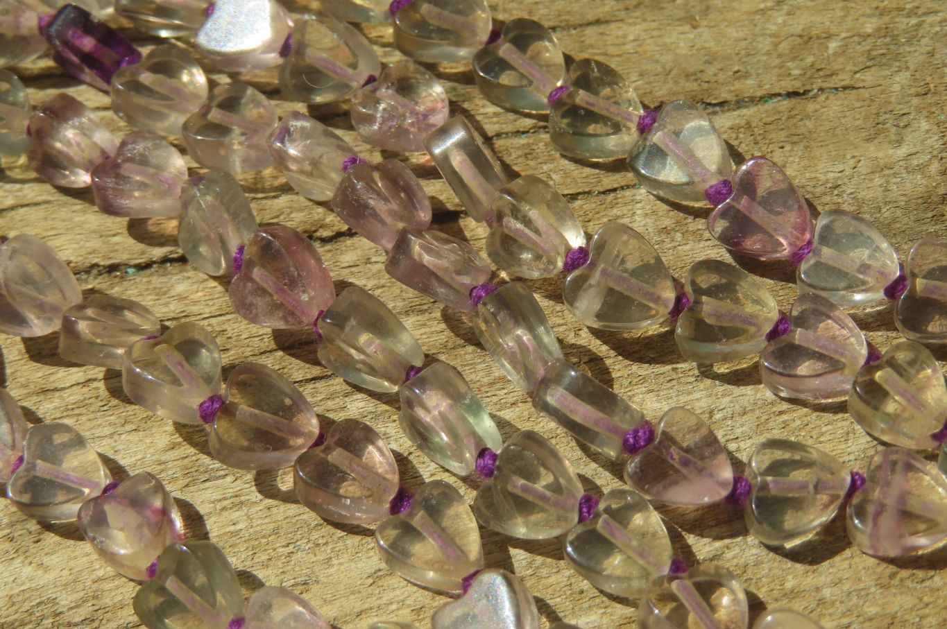 Polished Rainbow Fluorite Gemstone Heart Necklace - Sold Per Item - From Namibia - Toprock Gemstones and Minerals 