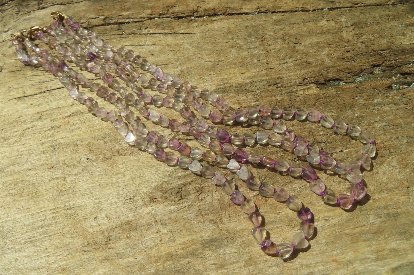 Polished Rainbow Fluorite Gemstone Heart Necklace - Sold Per Item - From Namibia - Toprock Gemstones and Minerals 