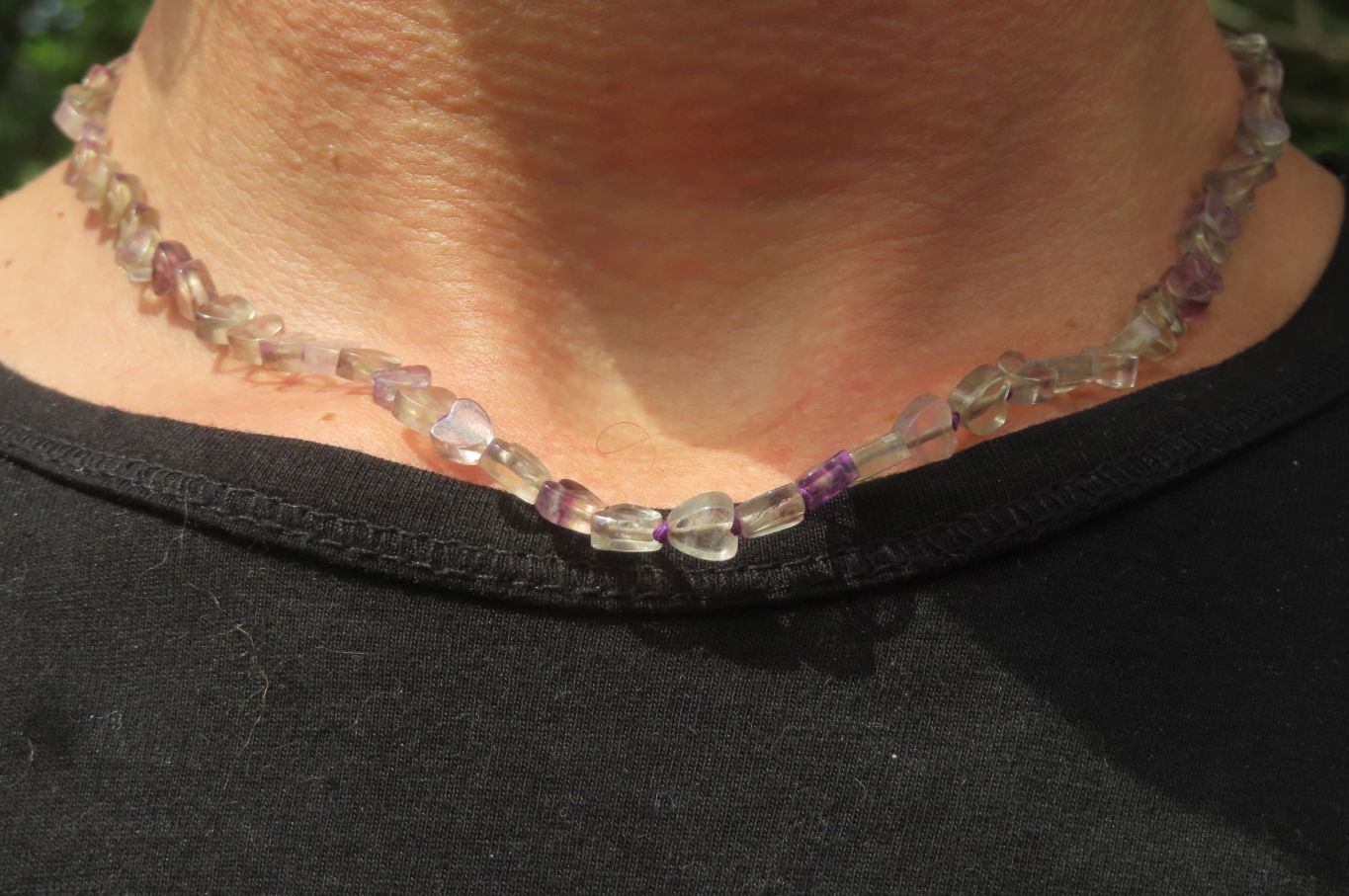 Polished Rainbow Fluorite Gemstone Heart Necklace - Sold Per Item - From Namibia - Toprock Gemstones and Minerals 