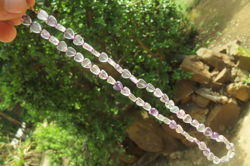 Polished Watermelon Fluorite Gemstone Heart Necklace - Sold Per Item - From Namibia - Toprock Gemstones and Minerals 