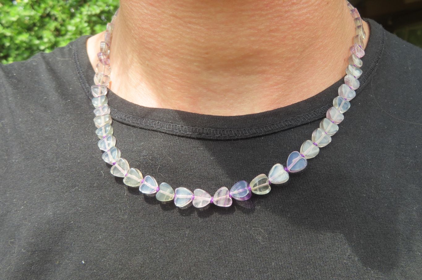 Polished Watermelon Fluorite Gemstone Heart Necklace - Sold Per Item - From Namibia - Toprock Gemstones and Minerals 
