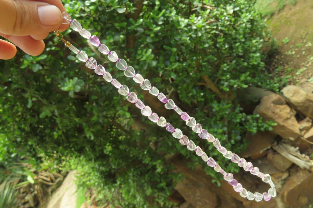 Polished Watermelon Fluorite Gemstone Heart Necklace - Sold Per Item - From Namibia - Toprock Gemstones and Minerals 