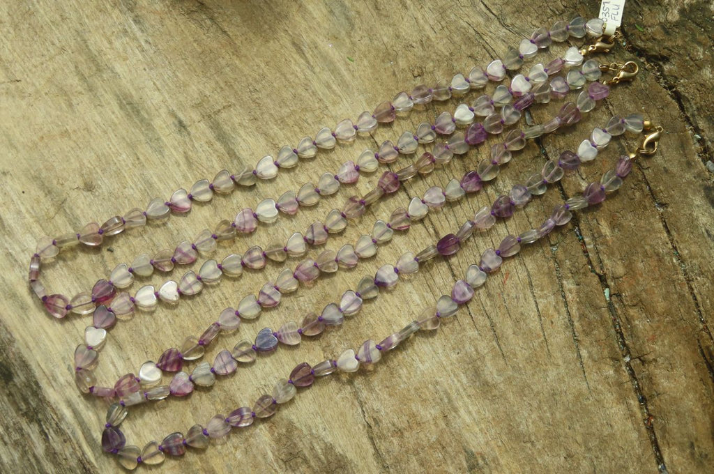 Polished Watermelon Fluorite Gemstone Heart Necklace - Sold Per Item - From Namibia - Toprock Gemstones and Minerals 