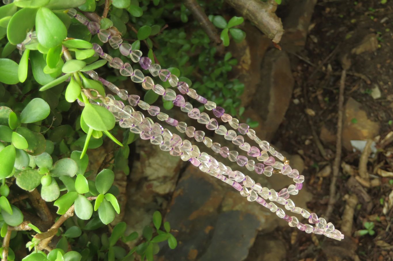 Polished Watermelon Fluorite Gemstone Heart Necklace - Sold Per Item - From Namibia - Toprock Gemstones and Minerals 