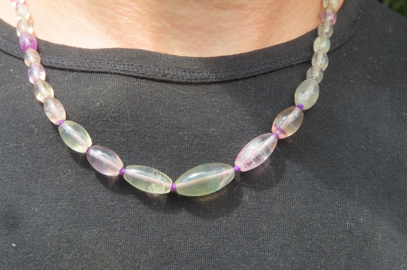 Polished Rainbow Fluorite Rice Shaped Beaded Necklace - Sold Per Item - From Namibia - Toprock Gemstones and Minerals 