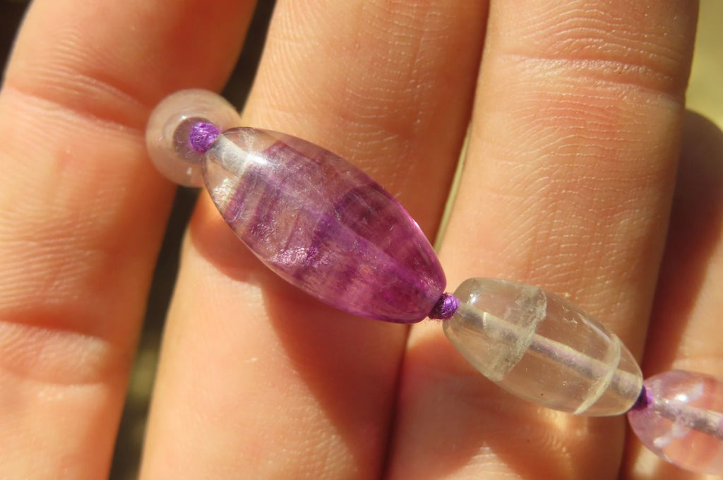 Polished Rainbow Fluorite Rice Shaped Beaded Necklace - Sold Per Item - From Namibia - Toprock Gemstones and Minerals 