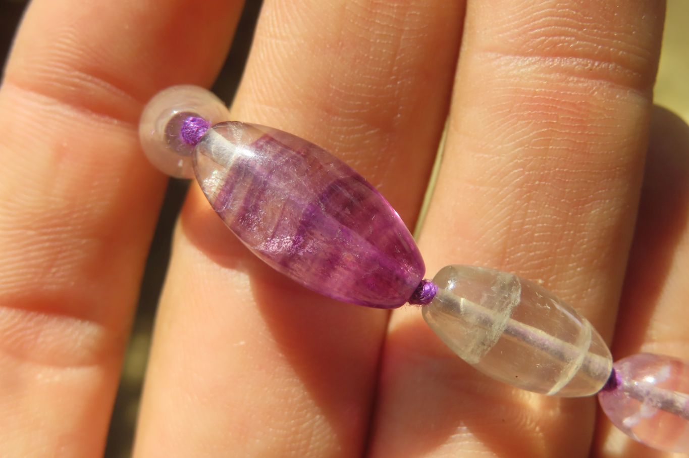 Polished Rainbow Fluorite Rice Shaped Beaded Necklace - Sold Per Item - From Namibia - Toprock Gemstones and Minerals 