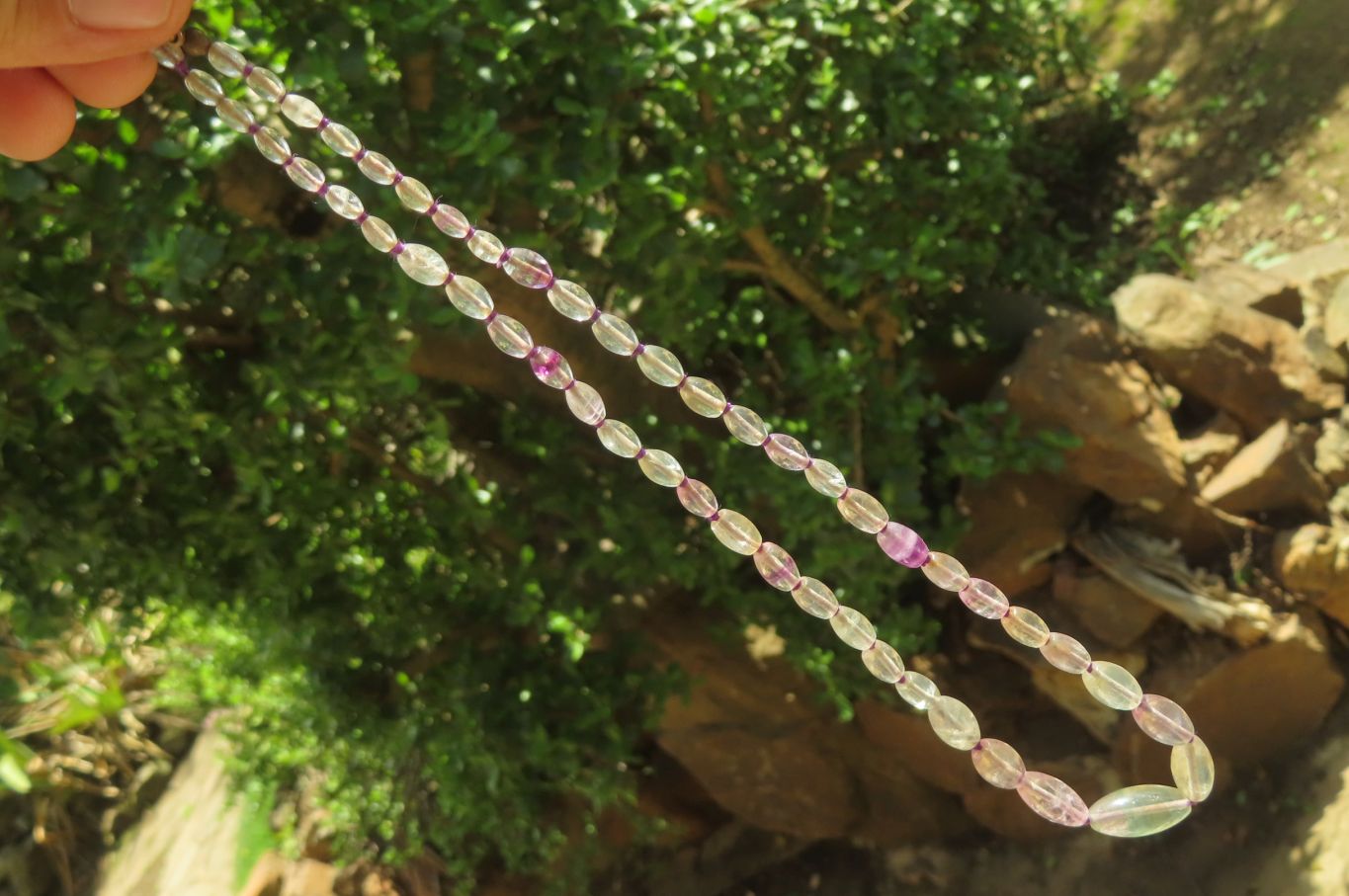 Polished Rainbow Fluorite Rice Shaped Beaded Necklace - Sold Per Item - From Namibia - Toprock Gemstones and Minerals 