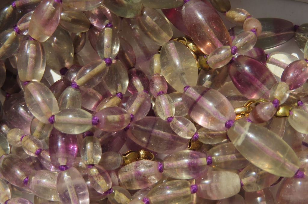 Polished Rainbow Fluorite Rice Shaped Beaded Necklace - Sold Per Item - From Namibia - Toprock Gemstones and Minerals 