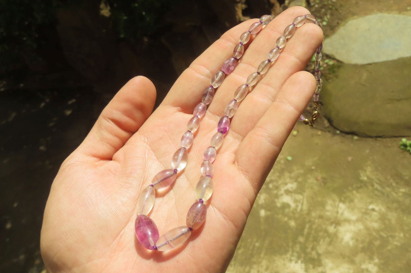 Polished Rainbow Fluorite Rice Shaped Beaded Necklace - Sold Per Item - From Namibia - Toprock Gemstones and Minerals 