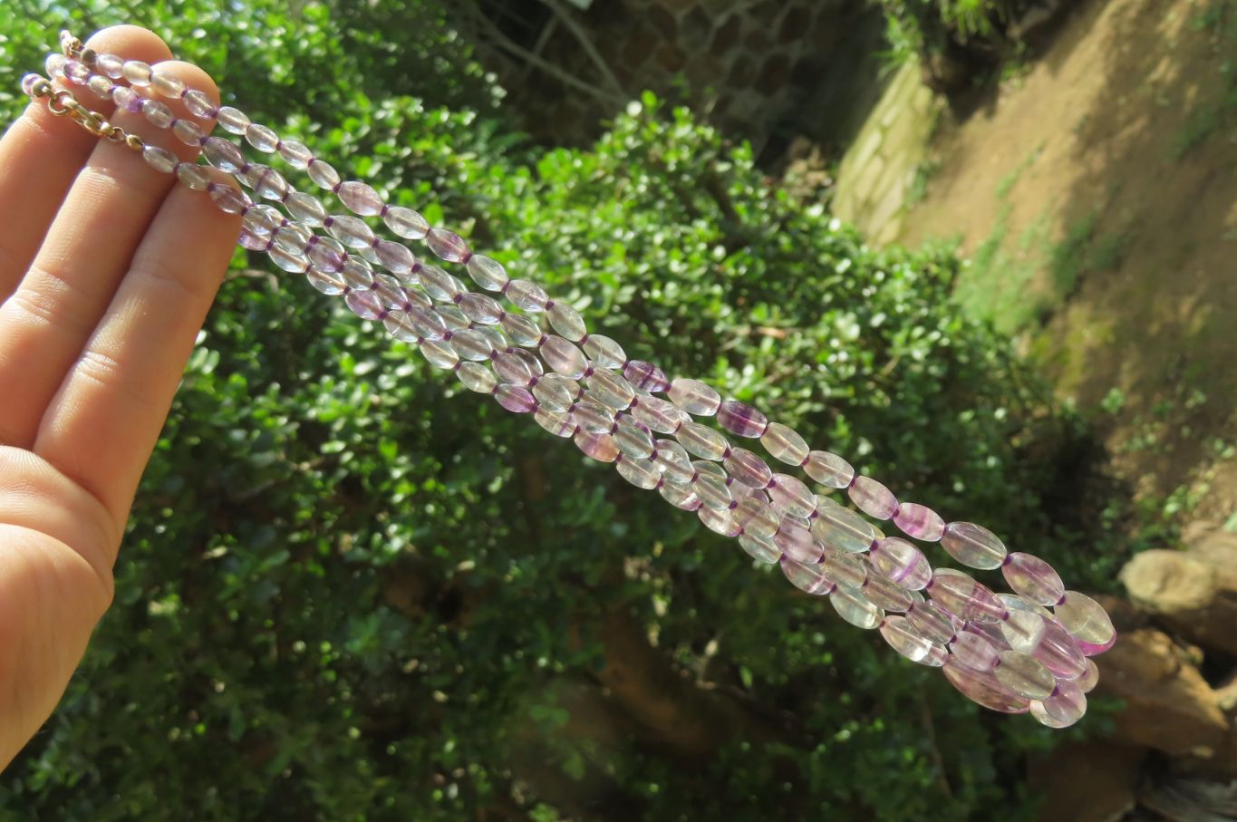 Polished Rainbow Fluorite Rice Shaped Beaded Necklace - Sold Per Item - From Namibia - Toprock Gemstones and Minerals 