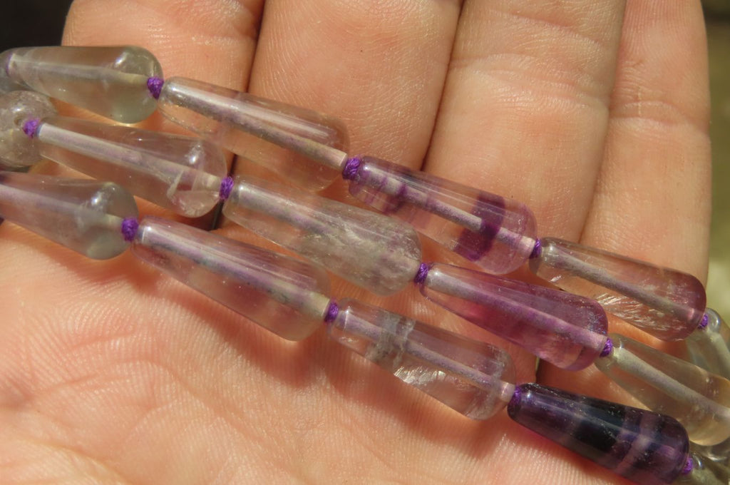 Polished Rainbow Fluorite Teardrop Beaded Necklace - Sold Per Item - From Namibia - Toprock Gemstones and Minerals 