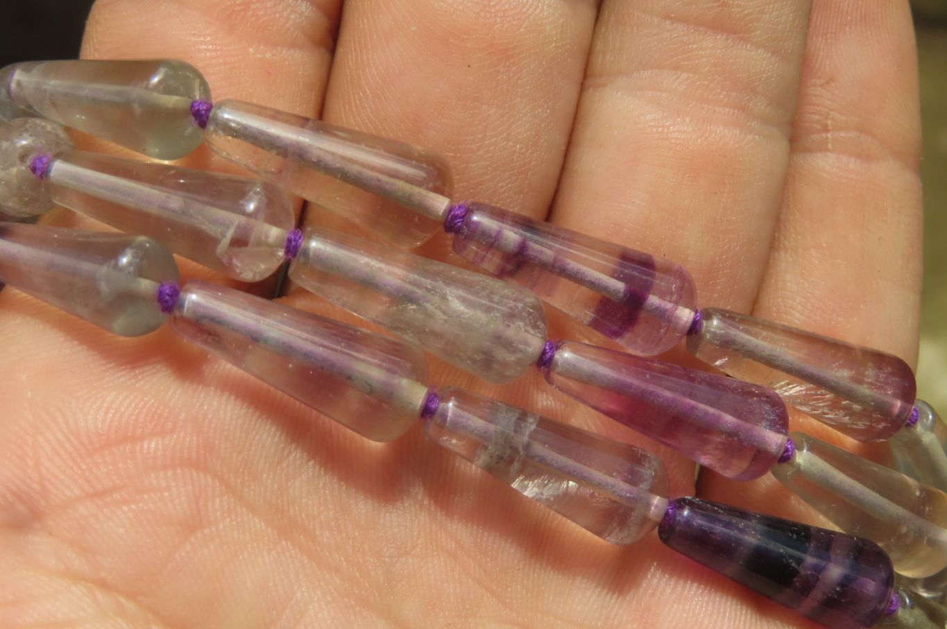 Polished Rainbow Fluorite Teardrop Beaded Necklace - Sold Per Item - From Namibia - Toprock Gemstones and Minerals 