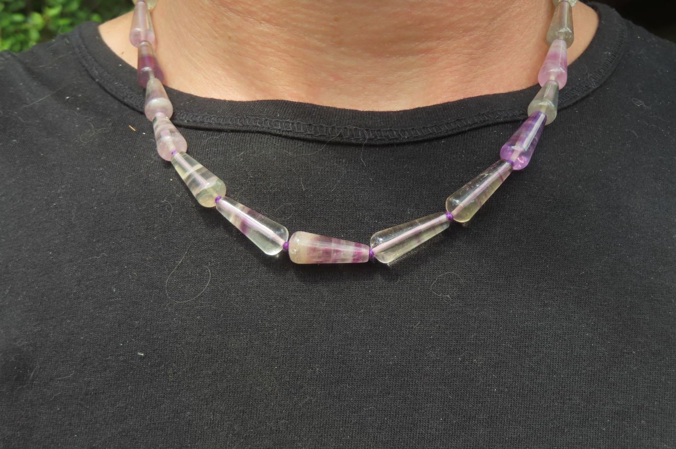 Polished Rainbow Fluorite Teardrop Beaded Necklace - Sold Per Item - From Namibia - Toprock Gemstones and Minerals 