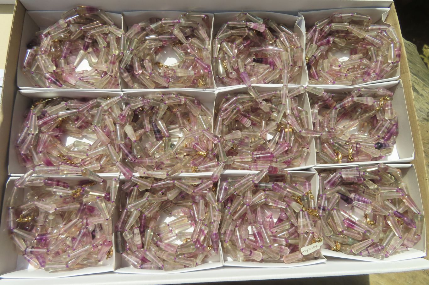 Polished Rainbow Fluorite Teardrop Beaded Necklace - Sold Per Item - From Namibia - Toprock Gemstones and Minerals 