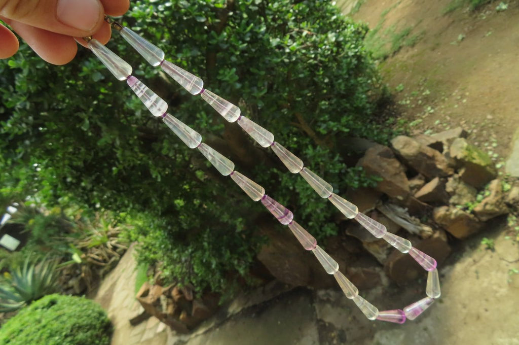 Polished Rainbow Fluorite Teardrop Beaded Necklace - Sold Per Item - From Namibia - Toprock Gemstones and Minerals 