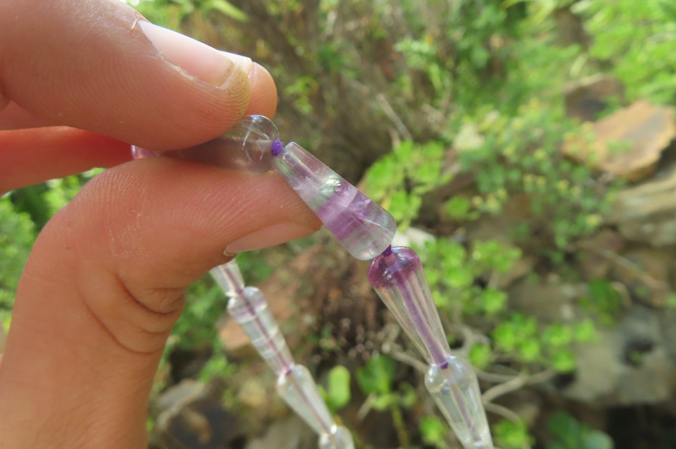 Polished Rainbow Fluorite Teardrop Beaded Necklace - Sold Per Item - From Namibia - Toprock Gemstones and Minerals 