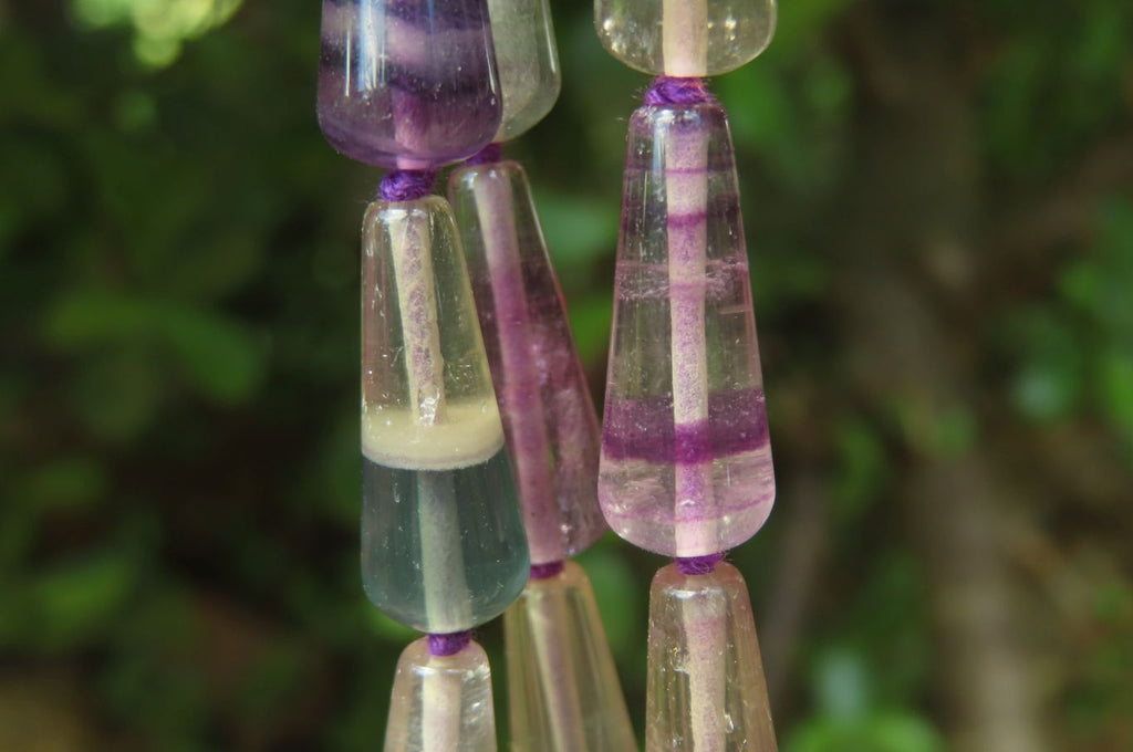 Polished Rainbow Fluorite Teardrop Beaded Necklace - Sold Per Item - From Namibia - Toprock Gemstones and Minerals 