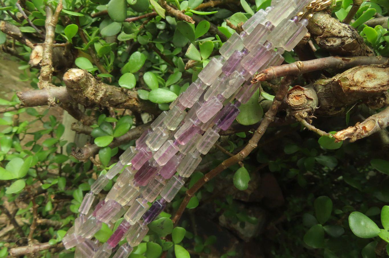 Polished Watermelon Fluorite Beaded Necklace - Sold Per Item - From Namibia - Toprock Gemstones and Minerals 