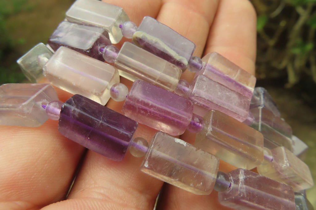 Polished Watermelon Fluorite Beaded Necklace - Sold Per Item - From Namibia - Toprock Gemstones and Minerals 