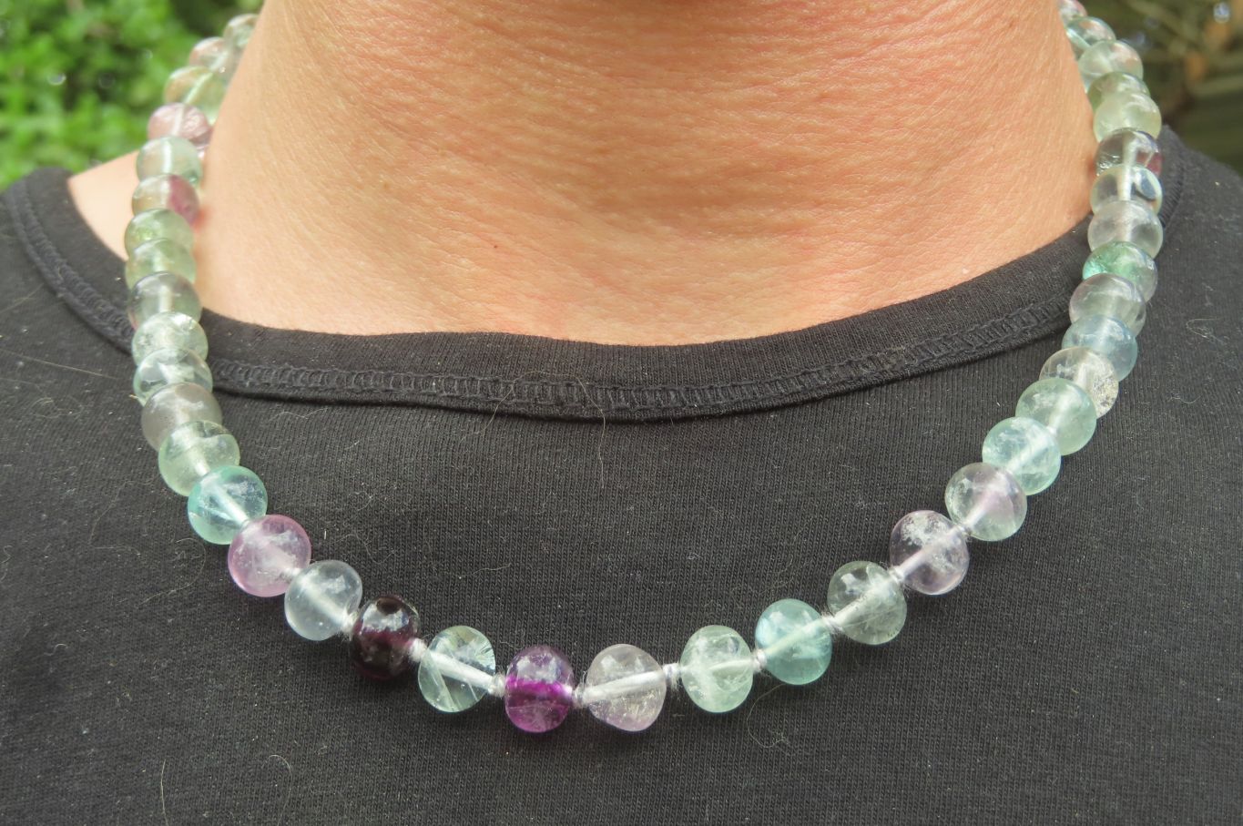 Polished Watermelon Fluorite Beaded Necklace - Sold Per Item - From Namibia - Toprock Gemstones and Minerals 