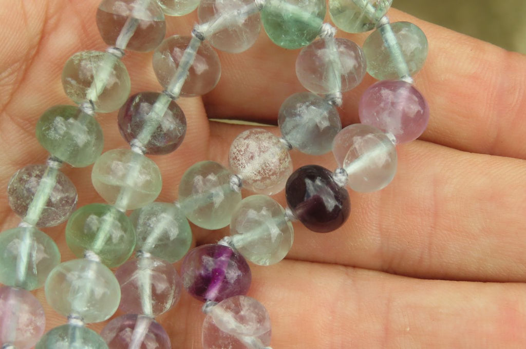Polished Watermelon Fluorite Beaded Necklace - Sold Per Item - From Namibia - Toprock Gemstones and Minerals 